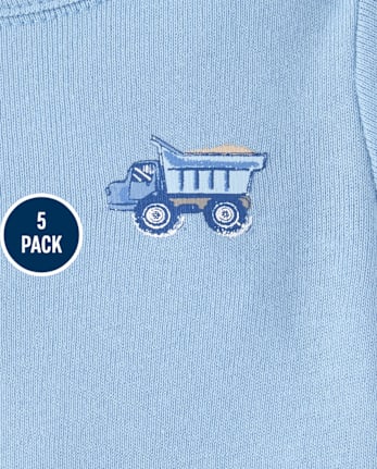 Baby Boys Construction Vehicle Bodysuit 5-Pack