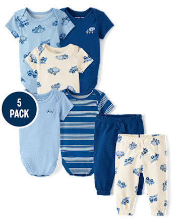 Body bébé garçon véhicule de chantier (lot de 5)