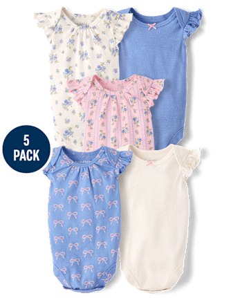 Baby Girls Bow Bodysuit 5-Pack