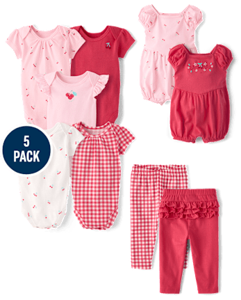 Baby Girls Cherry Bodysuit 5-Pack