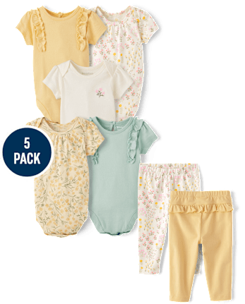 Baby Girls Floral Bodysuit 5-Pack