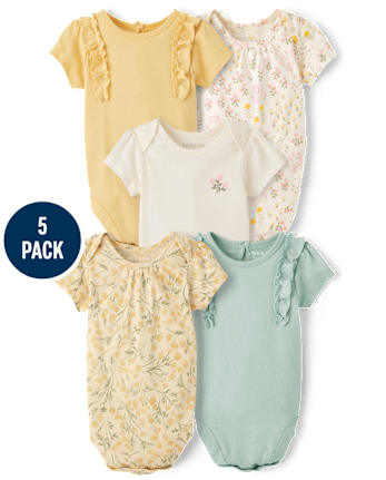 Baby Girls Floral Bodysuit 5-Pack
