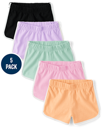 Toddler Girls Contrast Dolphin Shorts 5-Pack