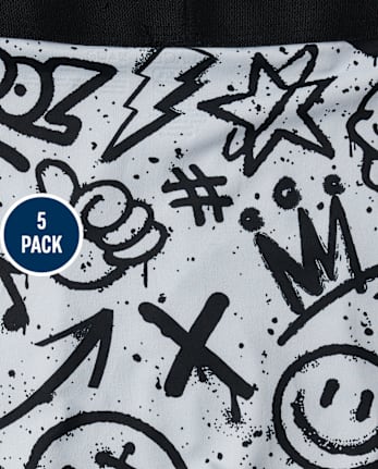 Boys Graffiti Performance Boxer Brief Underwear 5-Pack