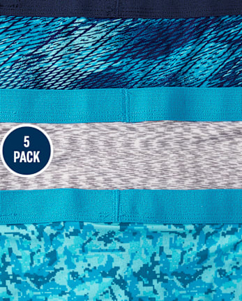 Boys Print Performance Boxer Brief Underwear 5-Pack