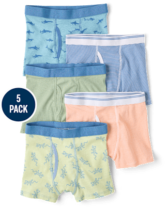 Boys Shark Boxer Brief Underwear 5-Pack