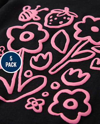 Baby And Toddler Girls Bow Graphic Tee 5-Pack