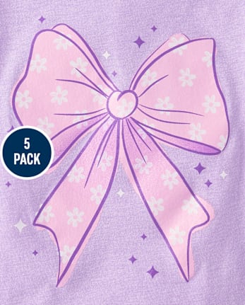 Baby And Toddler Girls Bow Graphic Tee 5-Pack