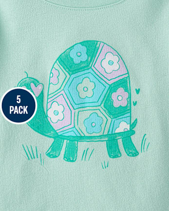 Baby And Toddler Girls Bow Graphic Tee 5-Pack