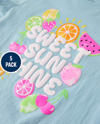 Girls Summer Graphic Tee 5-Pack