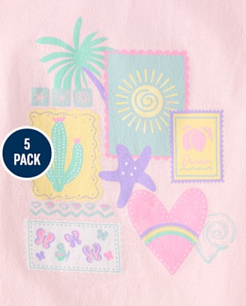 Girls Summer Graphic Tee 5-Pack