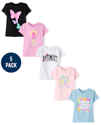 Girls Summer Graphic Tee 5-Pack