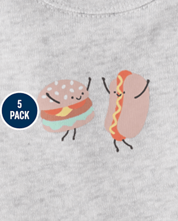 Baby Boys Snacks Bodysuit 5-Pack