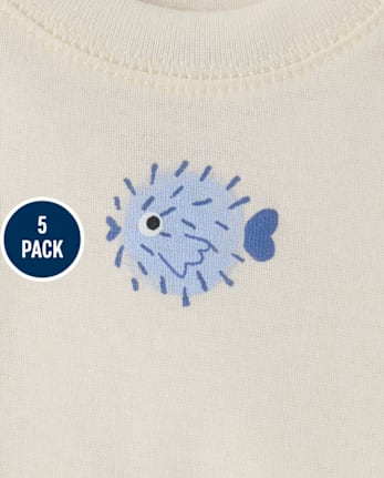 Baby Boys Whale Bodysuit 5-Pack