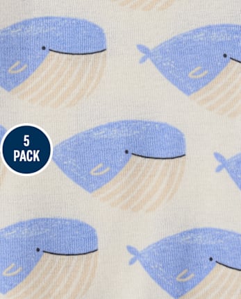 Baby Boys Whale Bodysuit 5-Pack