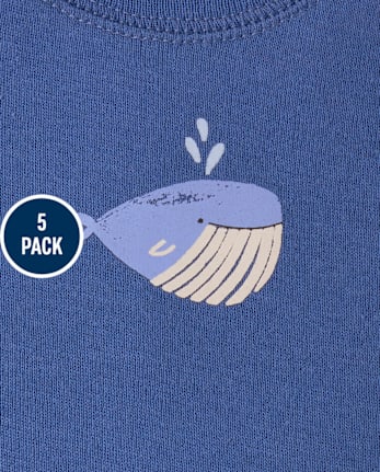 Baby Boys Whale Bodysuit 5-Pack