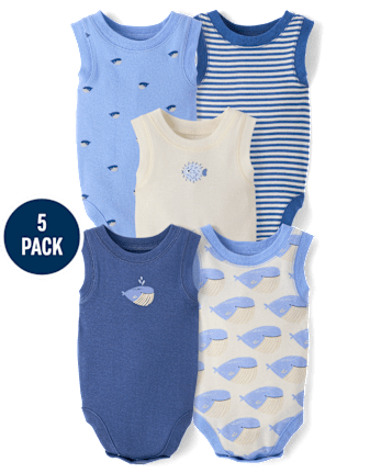 Baby Boys Whale Bodysuit 5-Pack