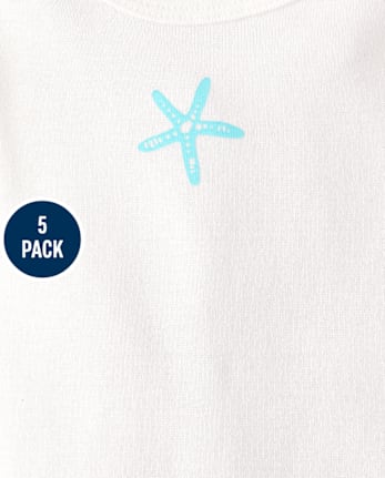 Baby Girls Seahorse Flutter Bodysuit 5-Pack