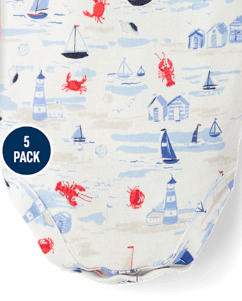 Baby Girls Coastal Bodysuit 5-Pack