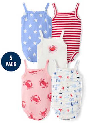 Baby Girls Coastal Bodysuit 5-Pack