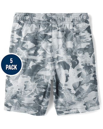 Boys Quick Dry Print Mesh Lined Active Shorts 5-Pack