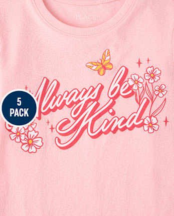 Girls Positive Graphic Tee 5-Pack