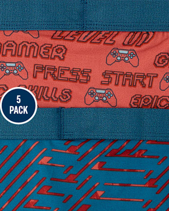 Boys Video Game Performance Boxer Brief Underwear 5-Pack