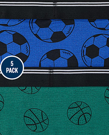 Boys Sport Boxer Brief Underwear 5-Pack