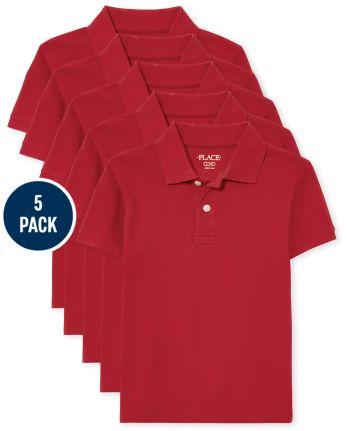 The Children's Place Boys' 5 Pack Short Sleeve Pique Polo