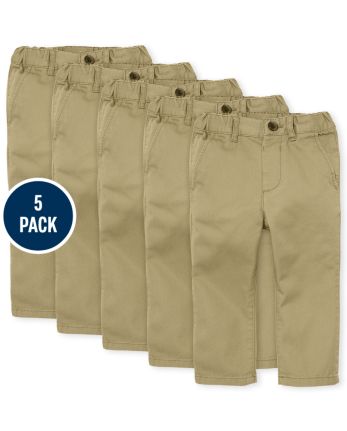 Toddler Boys Uniform Skinny Chino Pants 5-Pack