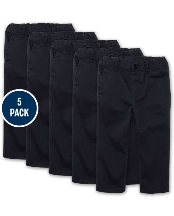 Toddler Boys Uniform Skinny Chino Pants 5-Pack