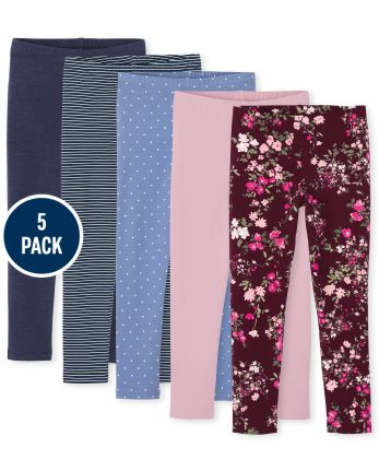 Girls Print Knit Leggings 5-Pack | The Children's Place - SUGAR BEET
