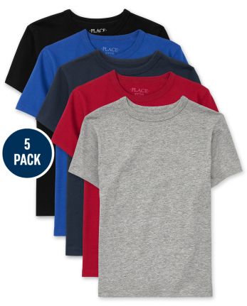 Camiseta básica con capas de uniforme para niños, paquete de 5