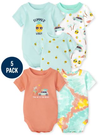 Unisex Baby Pineapple Bodysuit 5-Pack