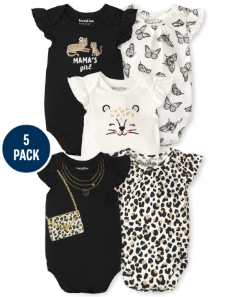 Body Bebé Niña Volantes Leopardo Pack de 5