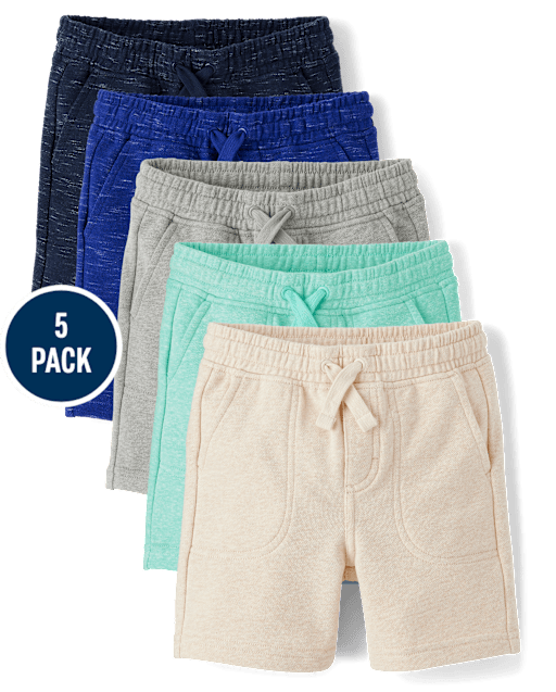 Boys French Terry Pull On Shorts 5-Pack - Little Essentials