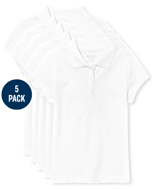Girls Uniform Pique Polo 5-Pack