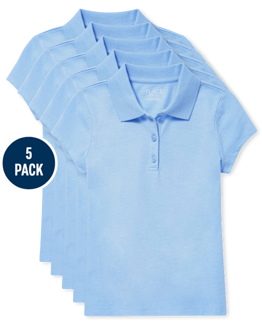 Girls Uniform Pique Polo 5-Pack
