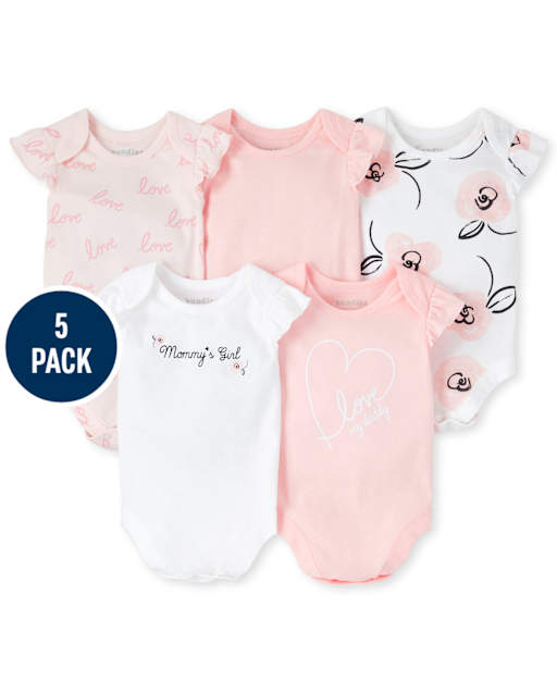 Body con estampado floral de mamá y papá para bebé niña, paquete de 5