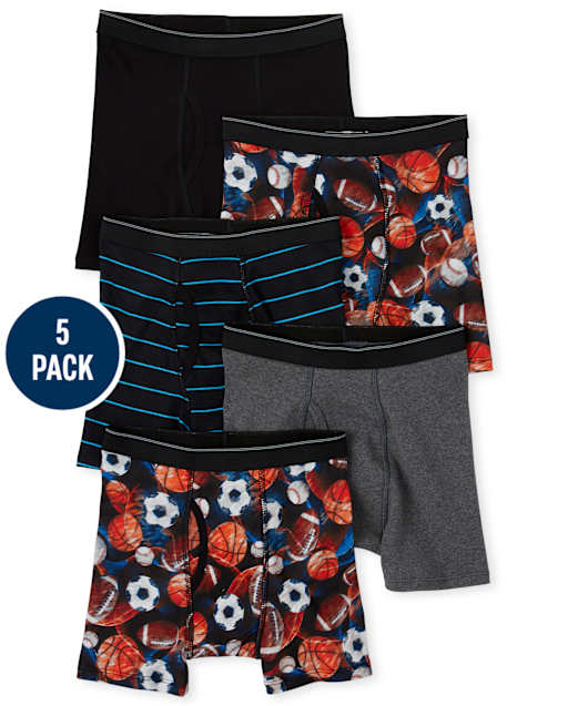 Boys Sports Boxer Brief Underwear 5-Pack