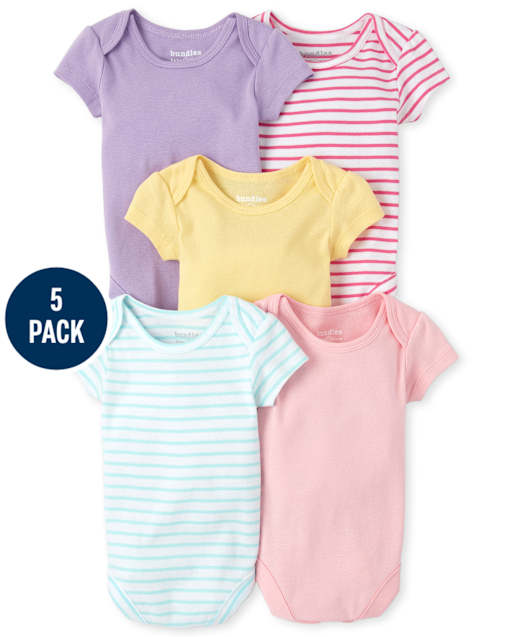 Baby Girls Striped Bodysuit 5-Pack