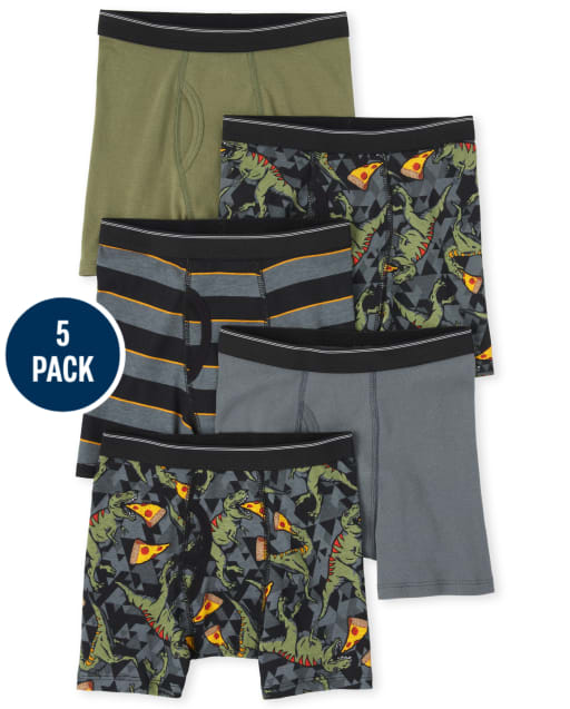 Boys Dino Pizza Boxer Brief Underwear 5-Pack