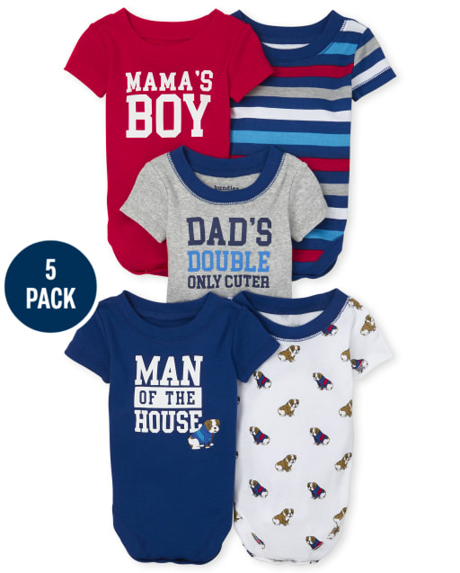 Baby Boys Bulldog Bodysuit 5-Pack