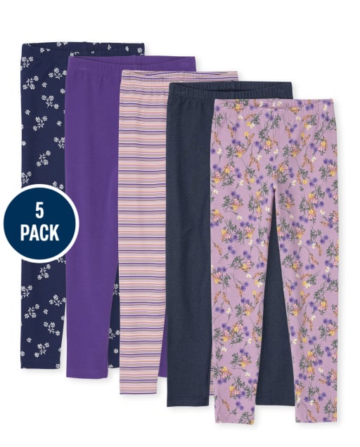 Girls Print Leggings 5-Pack