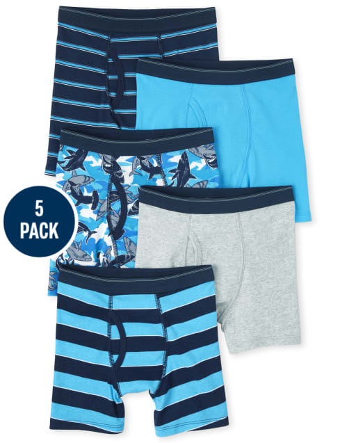 Boys Shark Boxer Brief Underwear 5-Pack