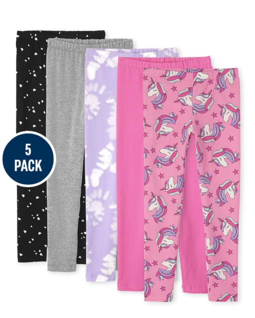 Girls Print Leggings 5-Pack