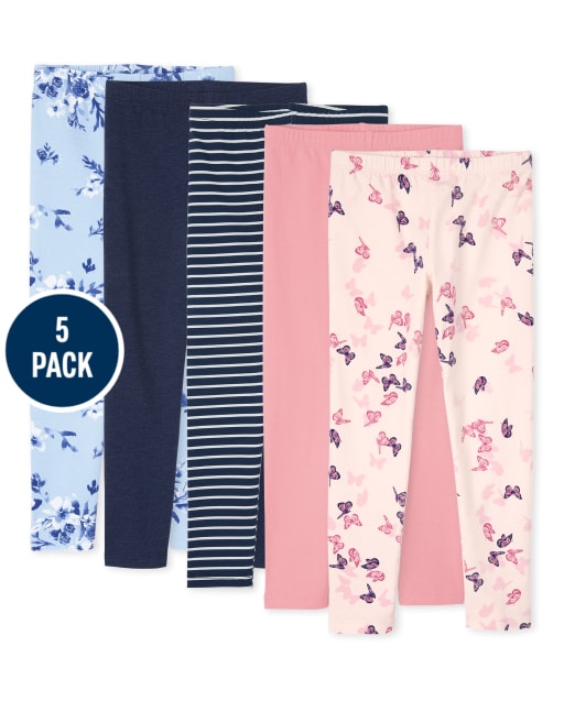 Girls Print Leggings 5-Pack