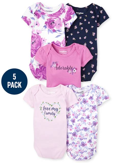 Baby Girls Floral Bodysuit 5-Pack