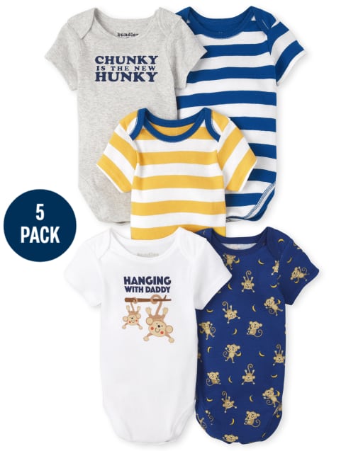 Lot de 5 bodys singe pour bébé garçon