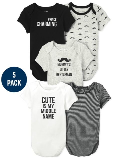 Baby Boys Mustache Bodysuit 5-Pack